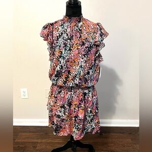 1. State Floral Midi Dress - Black, Pink, Orange, White